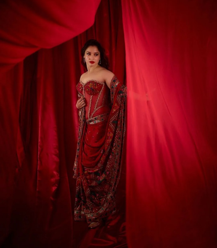 Actress Tamannaah Bhatia new photoshoot in red dress is trending