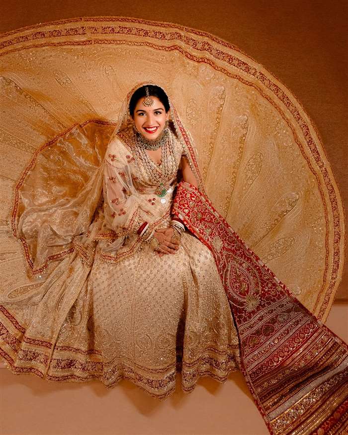 Anant Ambani Radhika Merchant Wedding Bridal Look Wears Traditional Red White Lehenga