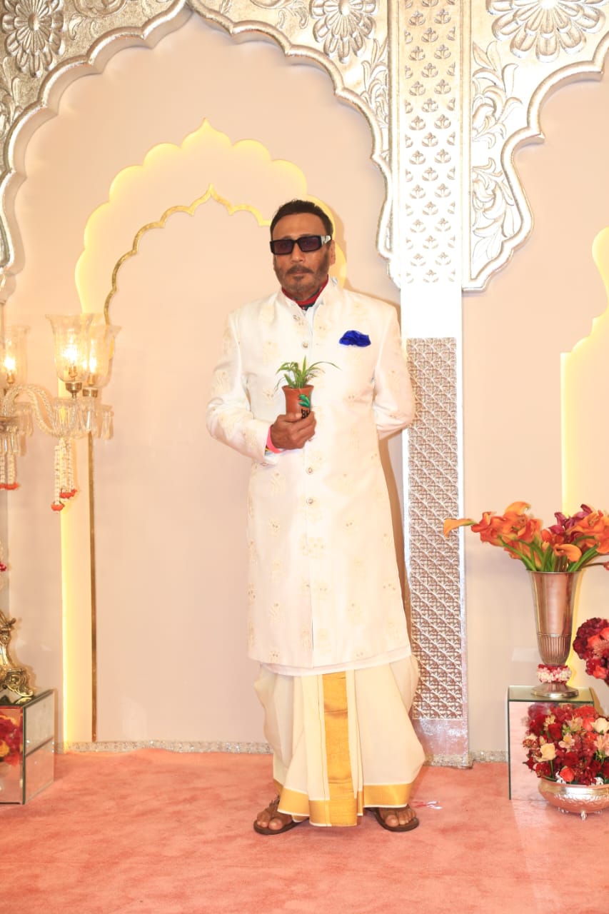 Jackie Shroff was also seen making a dashing entry at Anant and Radhika's wedding ceremony.