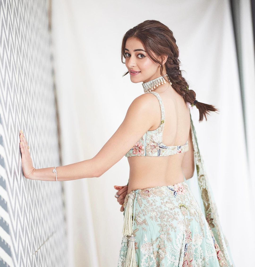 Ananya Panday exuded a blend of contemporary elegance and traditional charm in her pastel lehenga