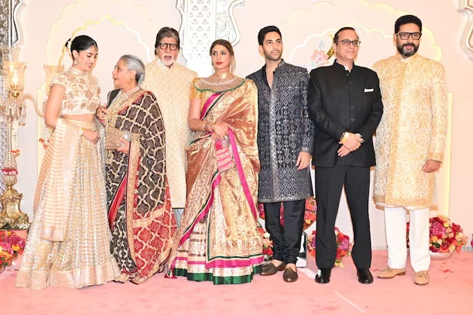 Amitabh Bachchan with his family at Anant Ambani And Radhika Merchant Wedding Celebration.