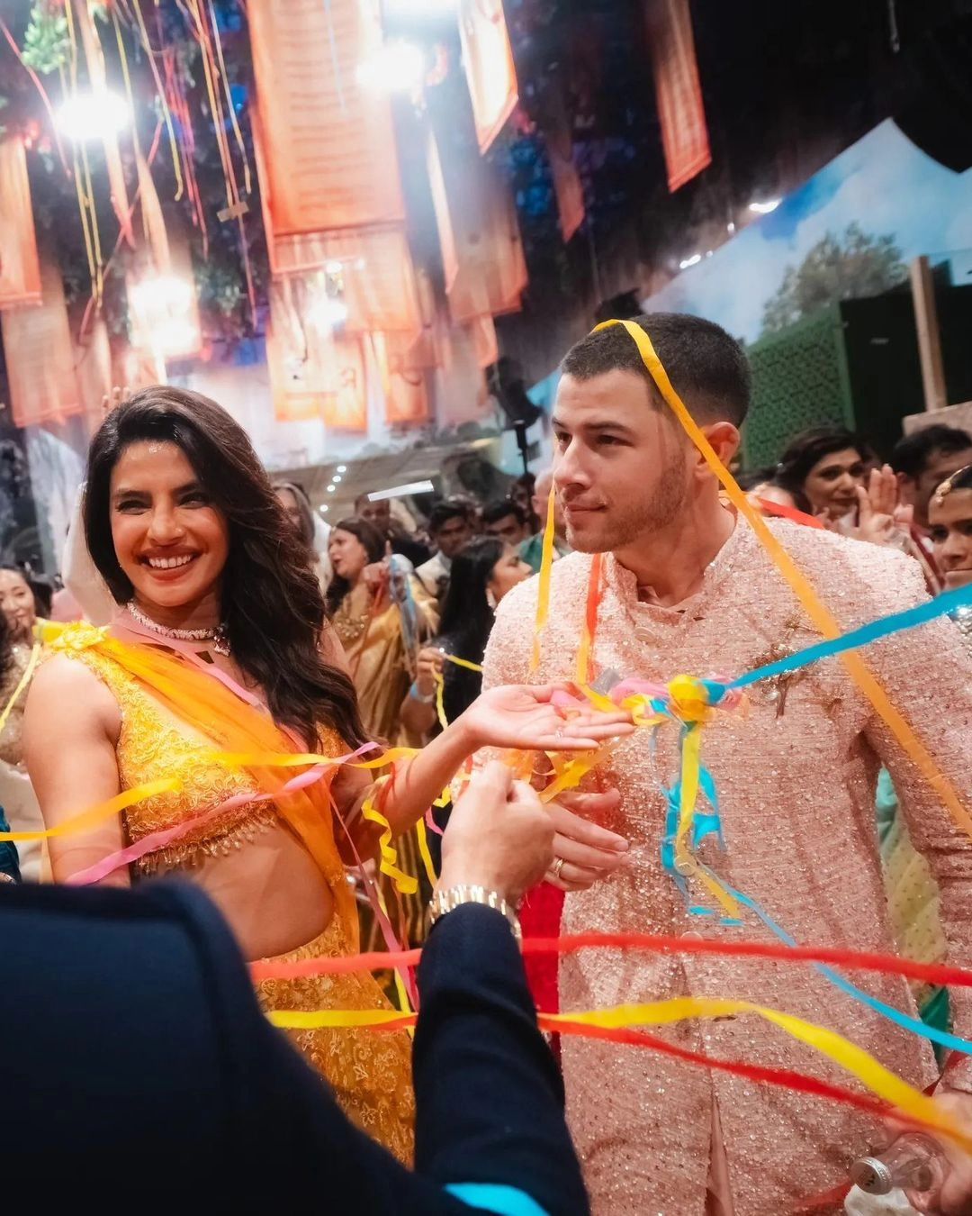 Priyanka Chopra and Nick Jonas enjoying at Anant and Radhika's Wedding festivities.