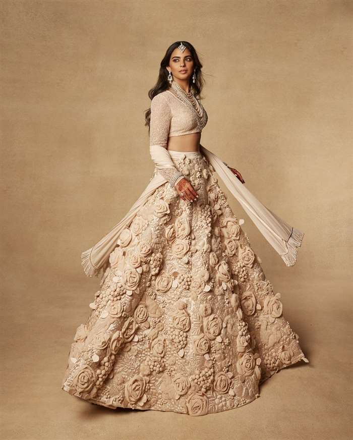 Isha Ambani Steals The Show In Custom Sabyasachi Couture At Brother's Wedding