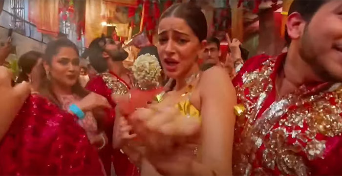 Actress Ananya Panday was spotted enjoying her heart out at Anant and Radhika's baraat.