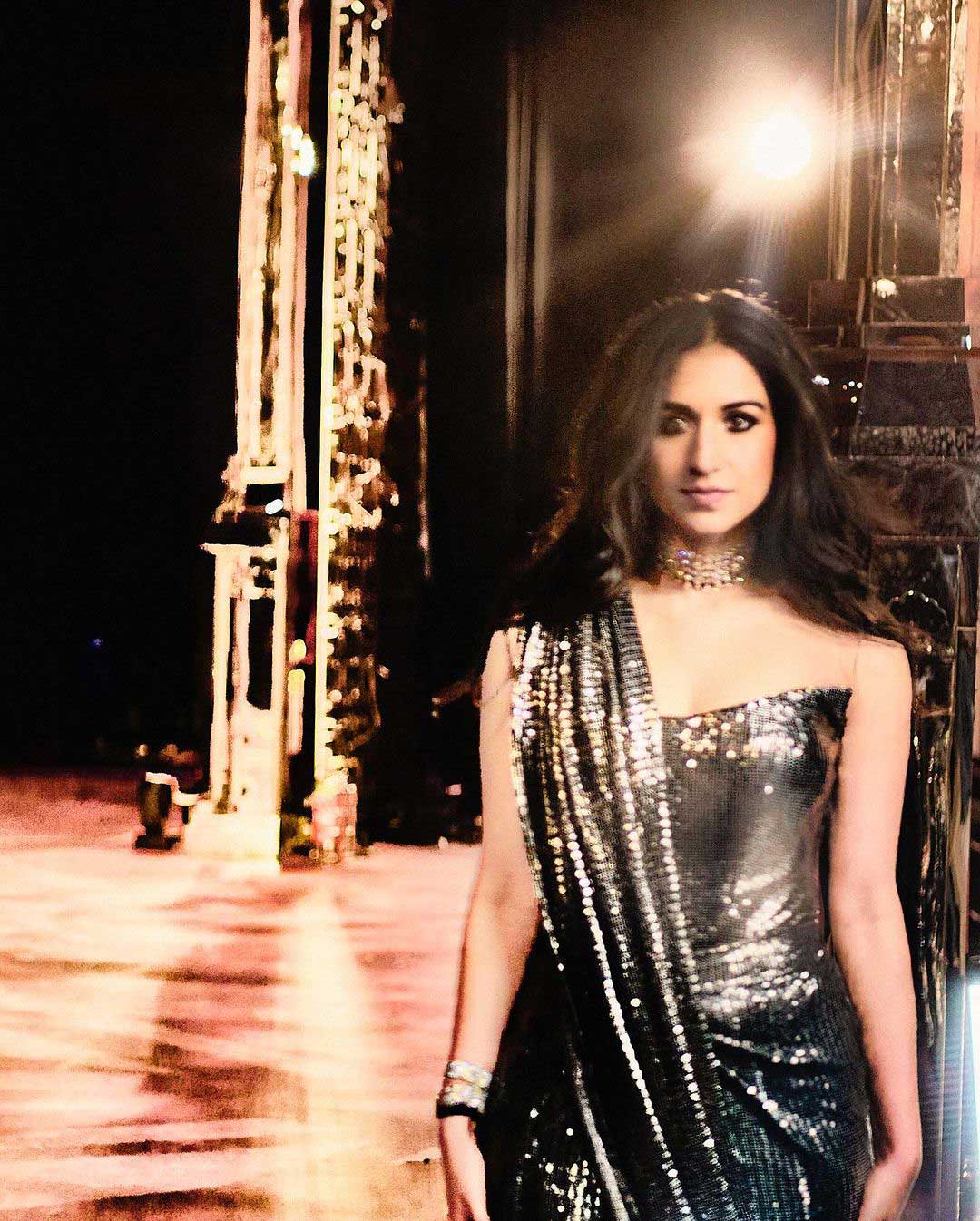 Radhika Merchant shines in a chainmail saree during her sangeet celebrations