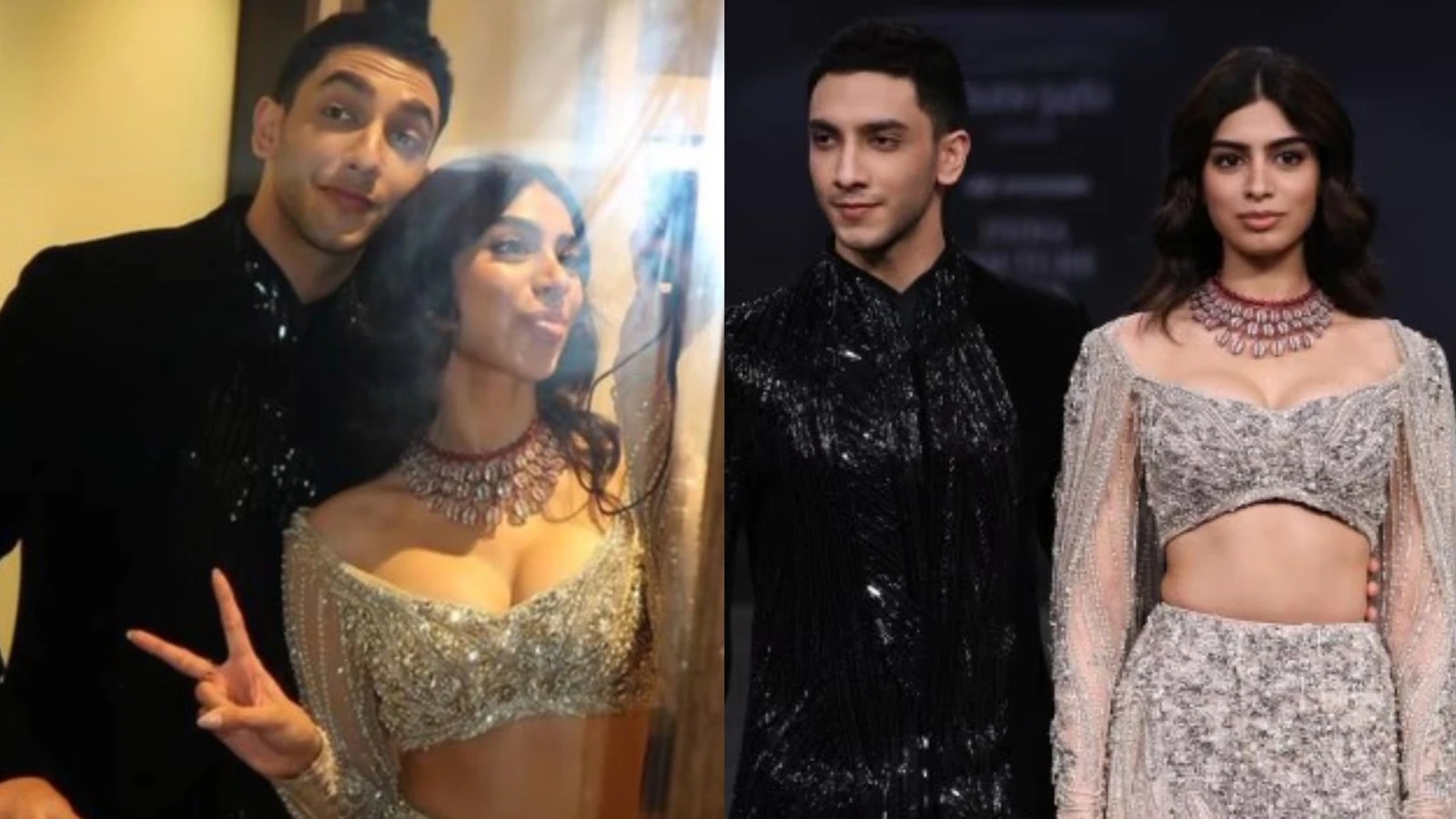 Khushi and Vedang ramp together as showstoppers for designer Gaurav Gupta at ICW 2024