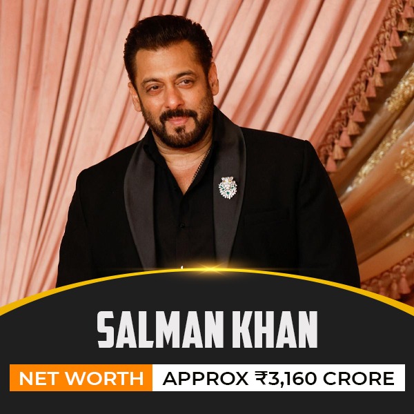 Salman Khan  Net Worth: Approximately ₹3,160 crore