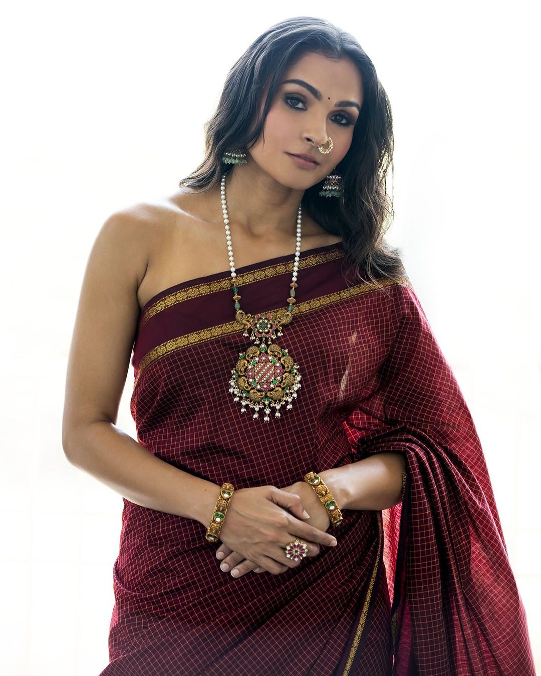 Andrea Jeremiah’s decision to go blouseless in a traditional saree.