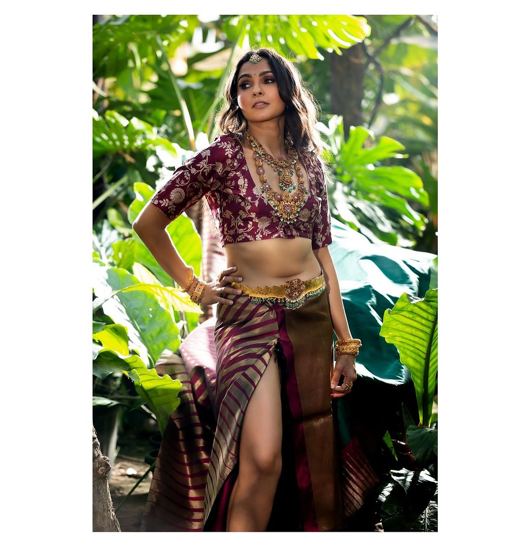 Andrea Jeremiah’s decision to go blouseless in a traditional saree.