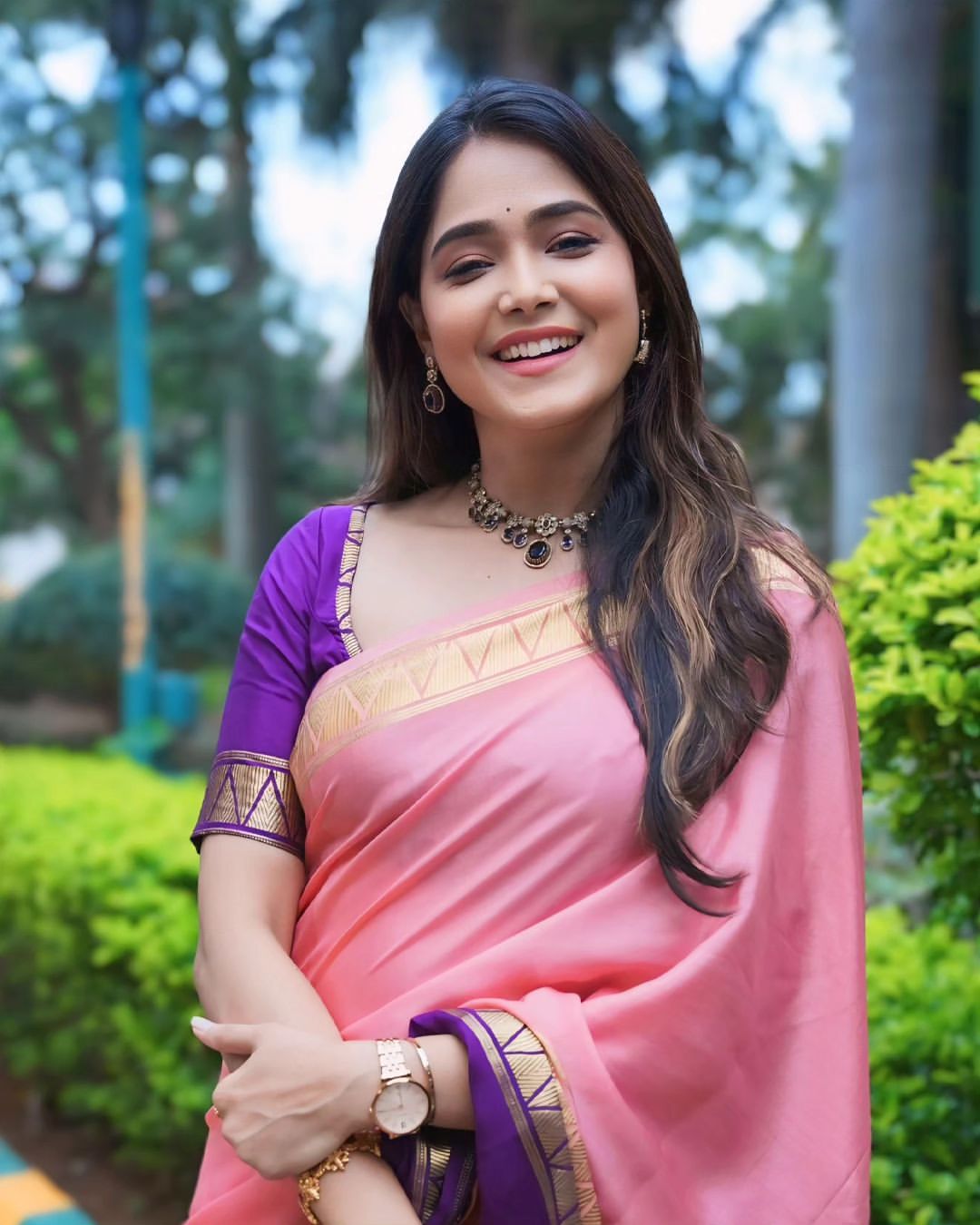Mokshitha Pai is a popular Kannada television actress known for her roles in daily soaps like “Paaru” and 