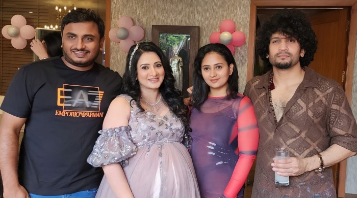 Ganesh and shilpa couple celebrates Harshika Poonacha's baby shower, see pics