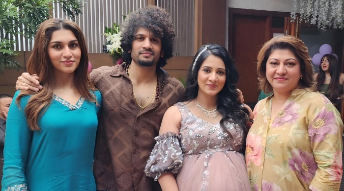 Ganesh and shilpa couple celebrates Harshika Poonacha's baby shower, see pics