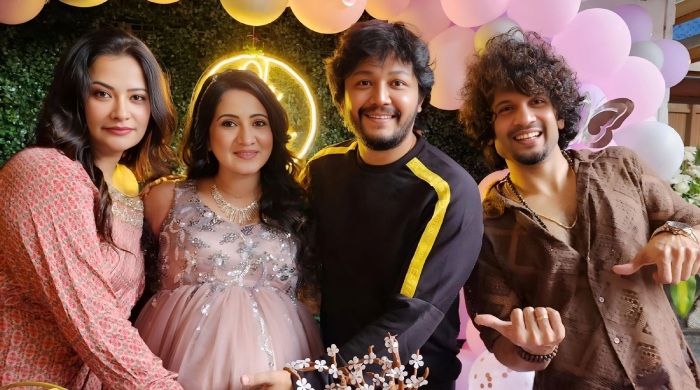 Ganesh and shilpa couple celebrates Harshika Poonacha's baby shower, see pics