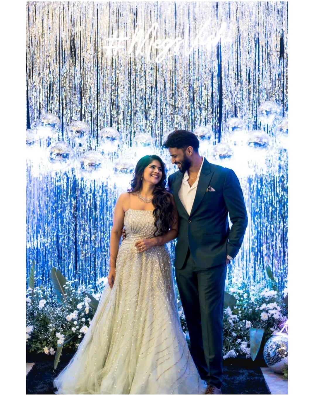 Megha Akash married her long-time boyfriend, Saai Vishnu, in a traditional South Indian ceremony