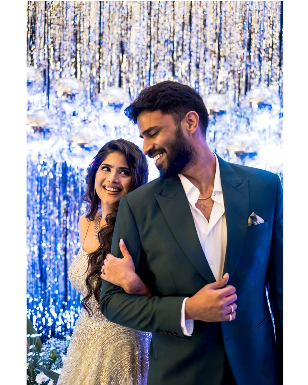 Megha Akash married her long-time boyfriend, Saai Vishnu, in a traditional South Indian ceremony