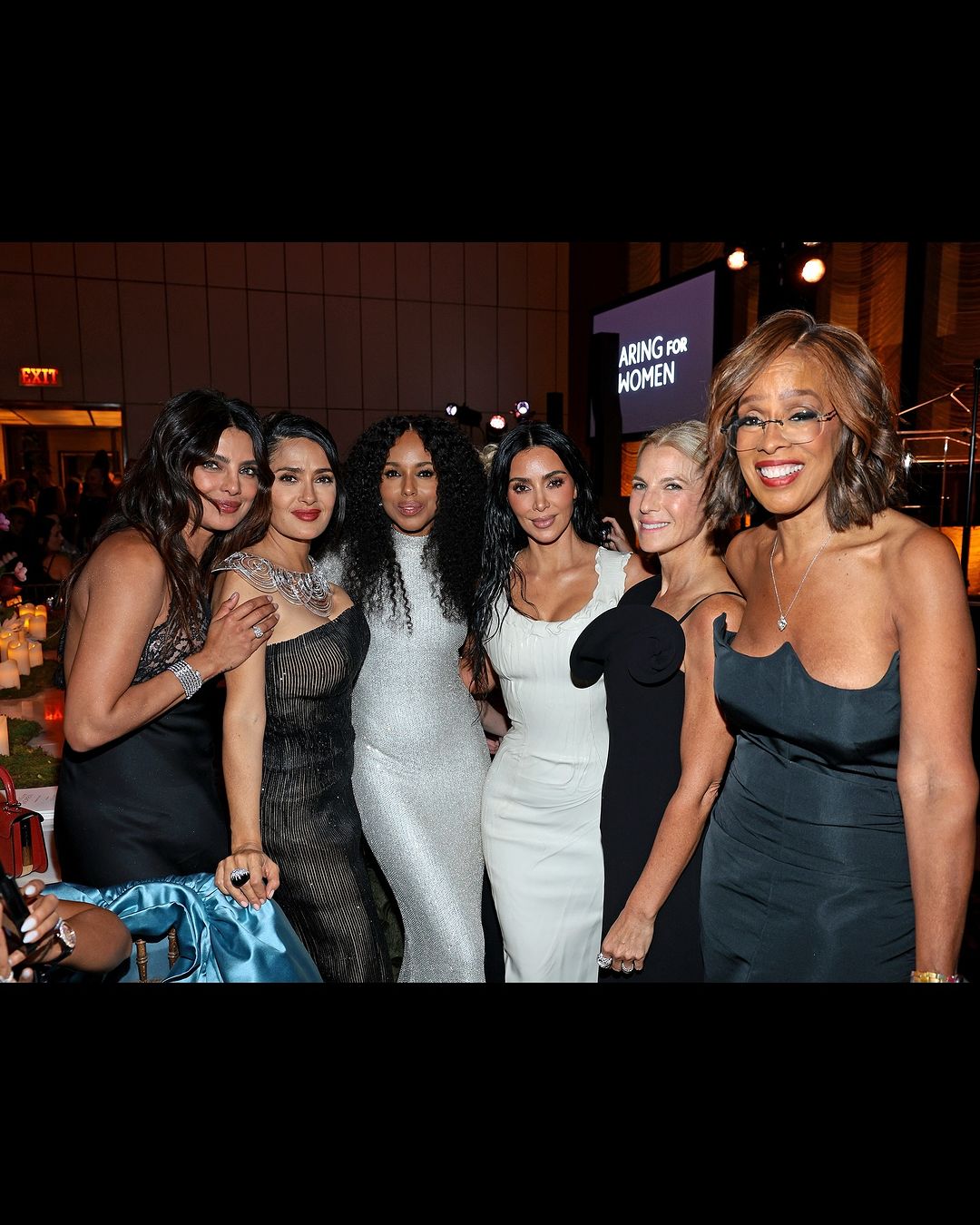 Priyanka Chopra Jonas Turn Heads In A Black-Lace Dress, Poses With Kim K, Salma Hayek