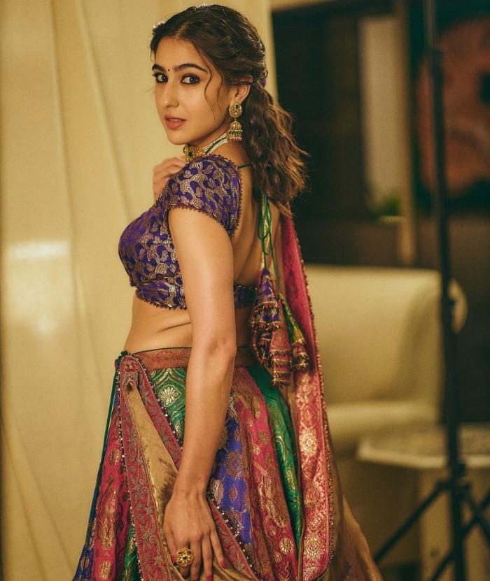The designer Mayyur Girotra used 50 to 60-year-old recycled sarees to create this one-of-a-kind piece.