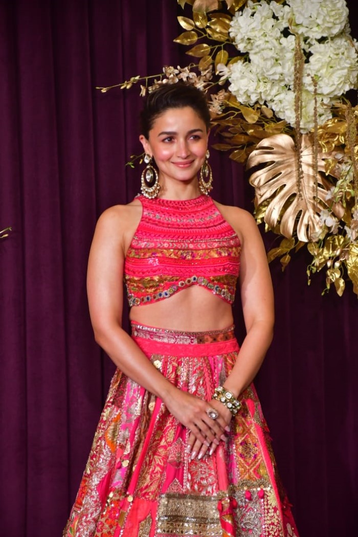 Alia opted for a stunning pink lehenga with intricate embroidery, showcasing her affinity for bold, festive colors that command attention at Manish Malhotra's Diwali Bash 2024.
