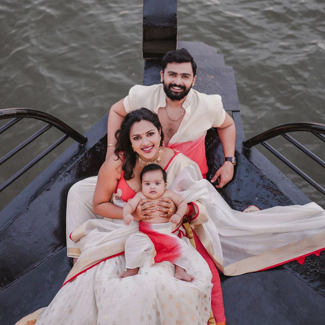 Amala Paul is seen savoring the serene beauty of their vacation destination