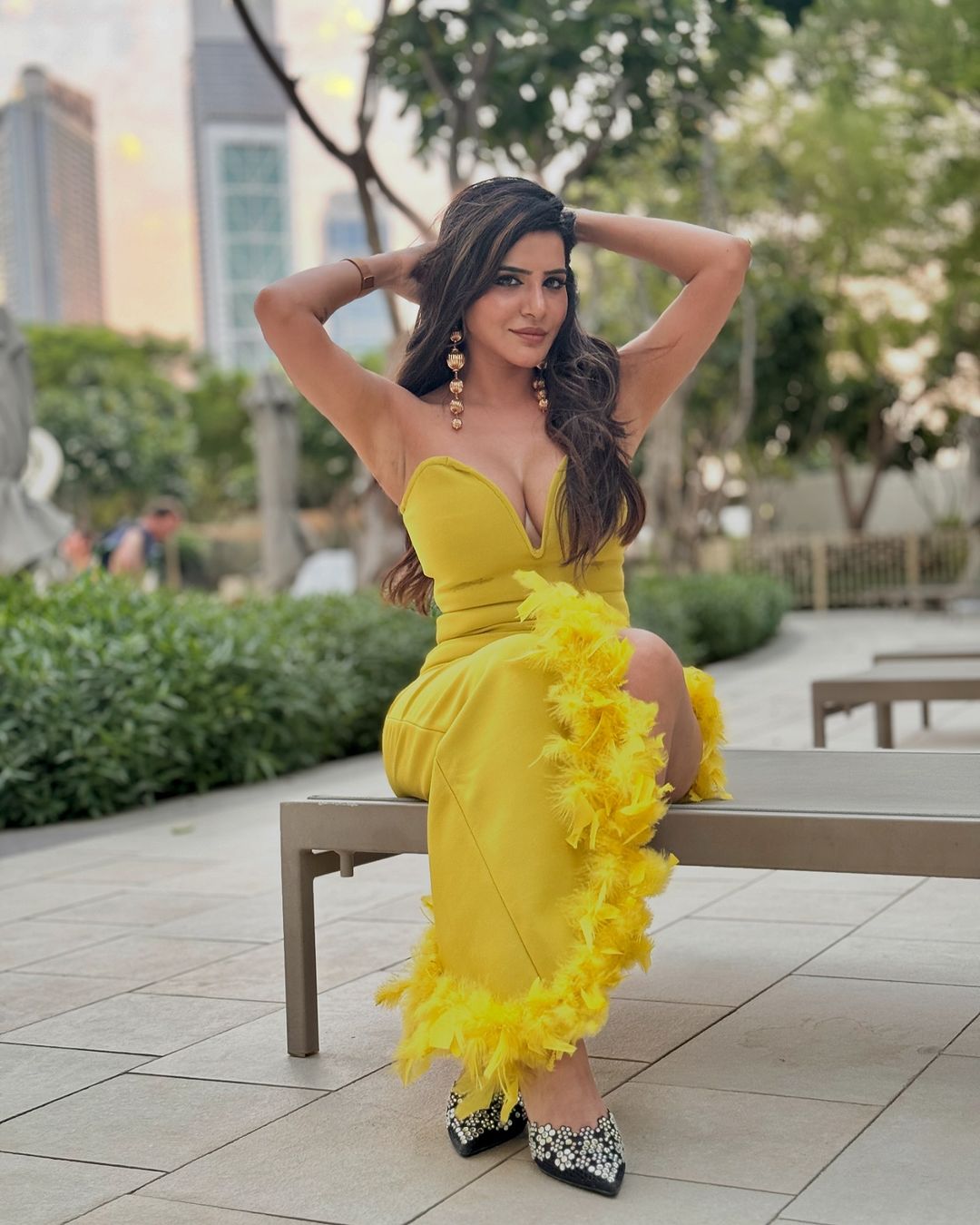 Ashu Reddy's Bold and Glamorous Fashion: Iconic Yellow Gown and Trendy Looks