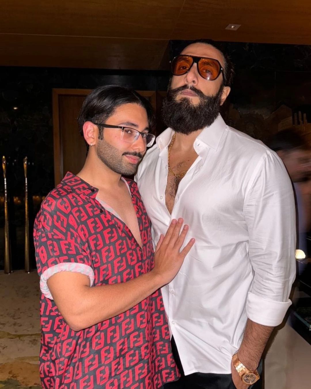 Orry with Ranveer Singh at Radhika Merchant's Birthday Bash.
