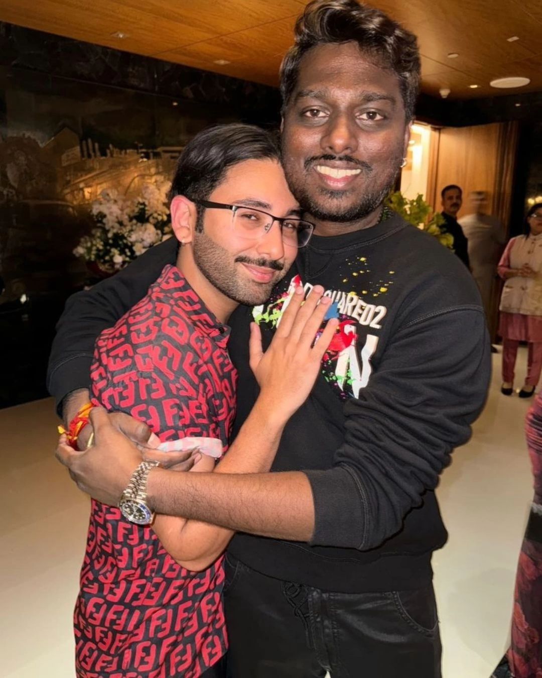 Orry with Atlee Kumar at Radhika Merchant's Birthday Bash.