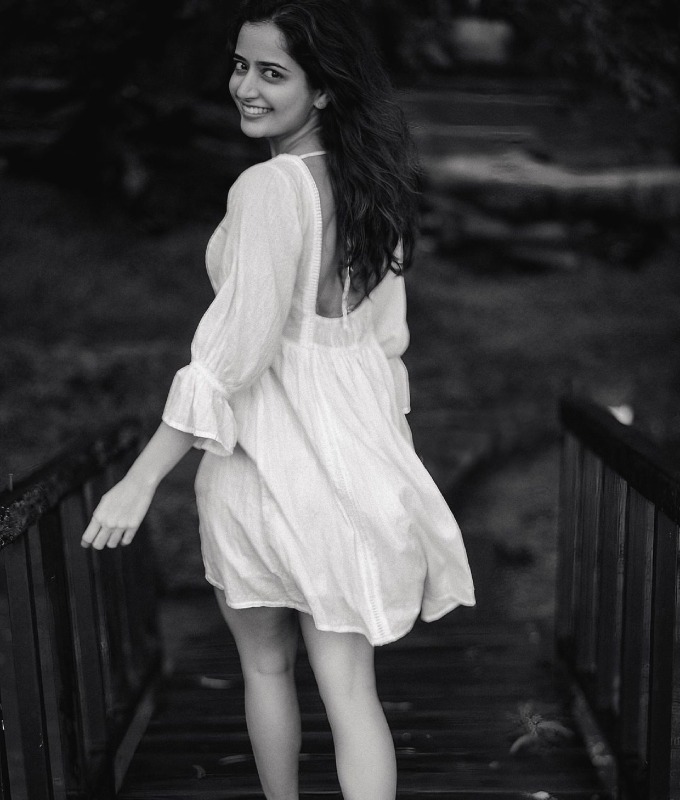 Kannada actress Ashika Ranganath is enjoying the rainy weather