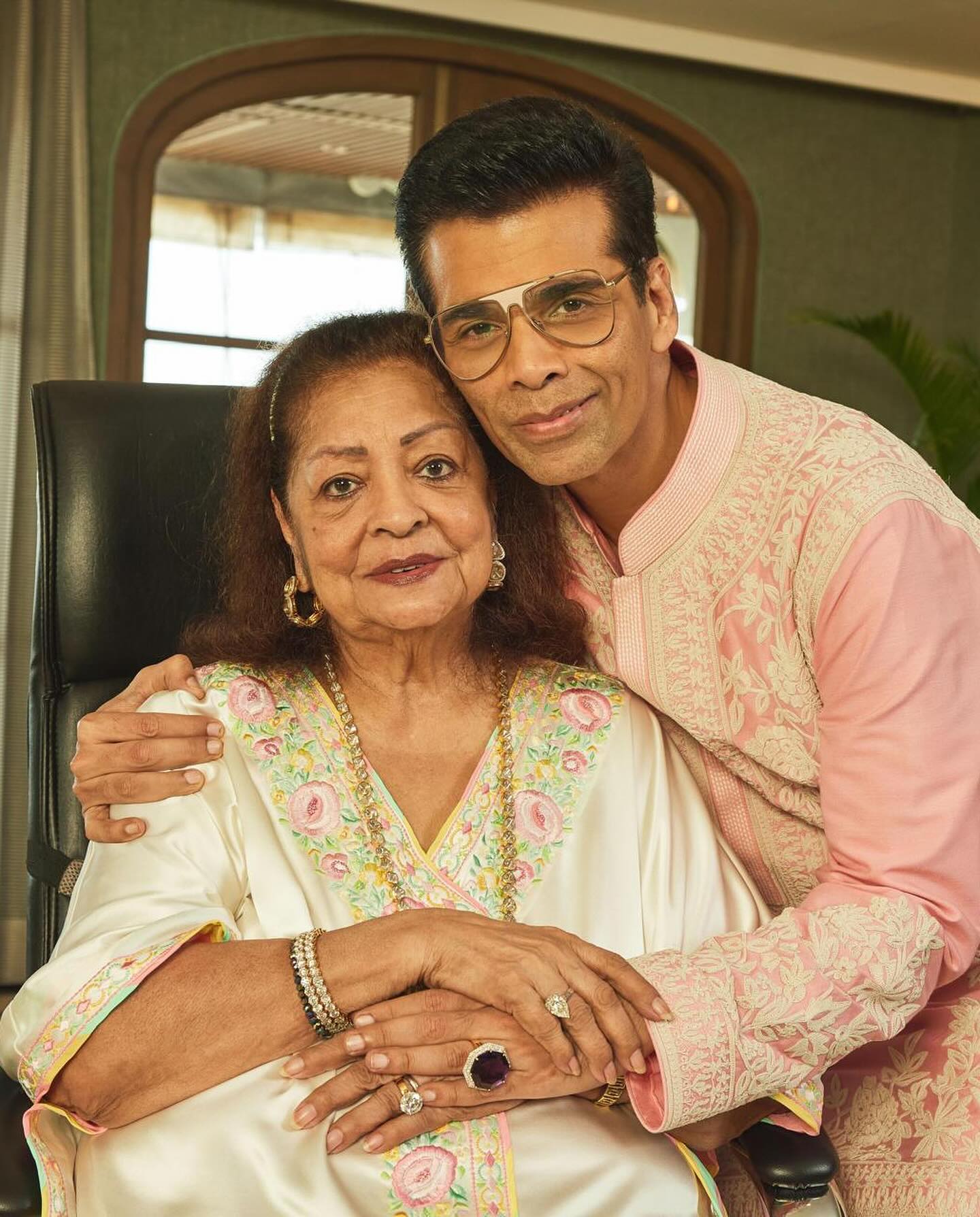 Karan Johar's Heartwarming Diwali Snaps with Family: Yash, Roohi, and Mom Hiroo Johar.