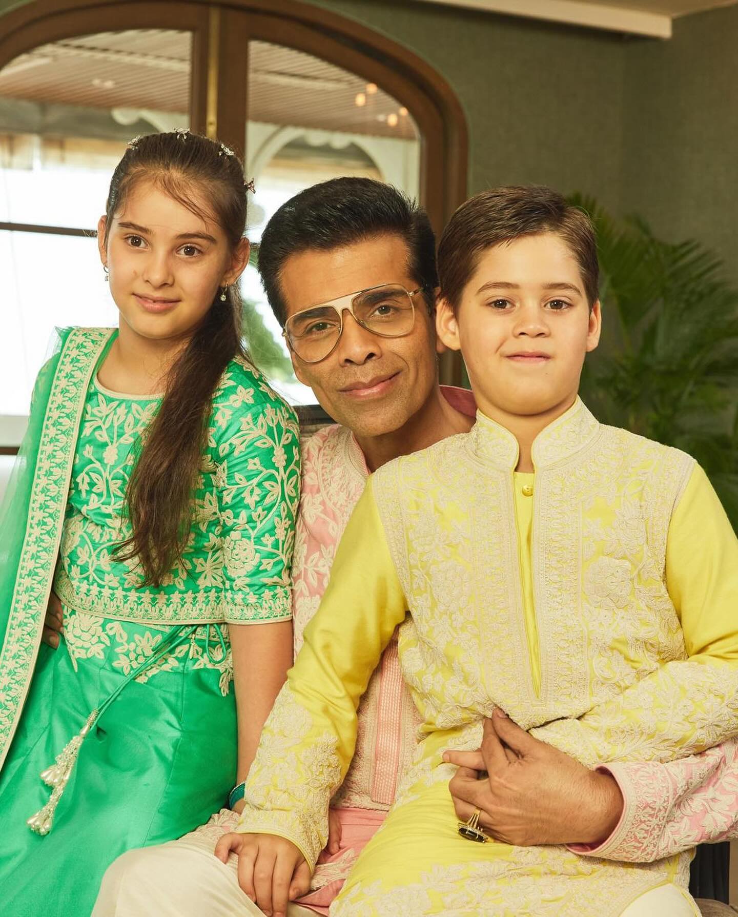 Karan Johar's Heartwarming Diwali Snaps with Family: Yash, Roohi, and Mom Hiroo Johar.