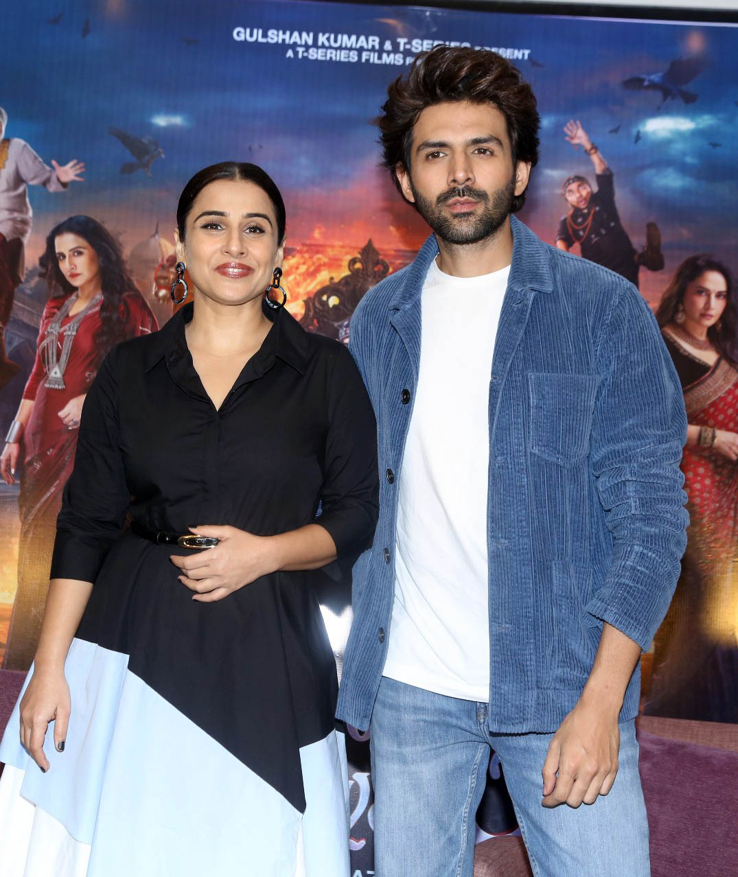 Kartik Aaryan and Vidya Balan Promote Bhool Bhulaiyaa 3 at Hyderabad Press Meet