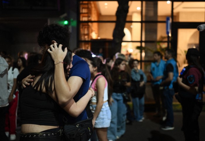 A man stands near the hotel where British singer Liam Payne died in Buenos Aires on October 16, 2024.