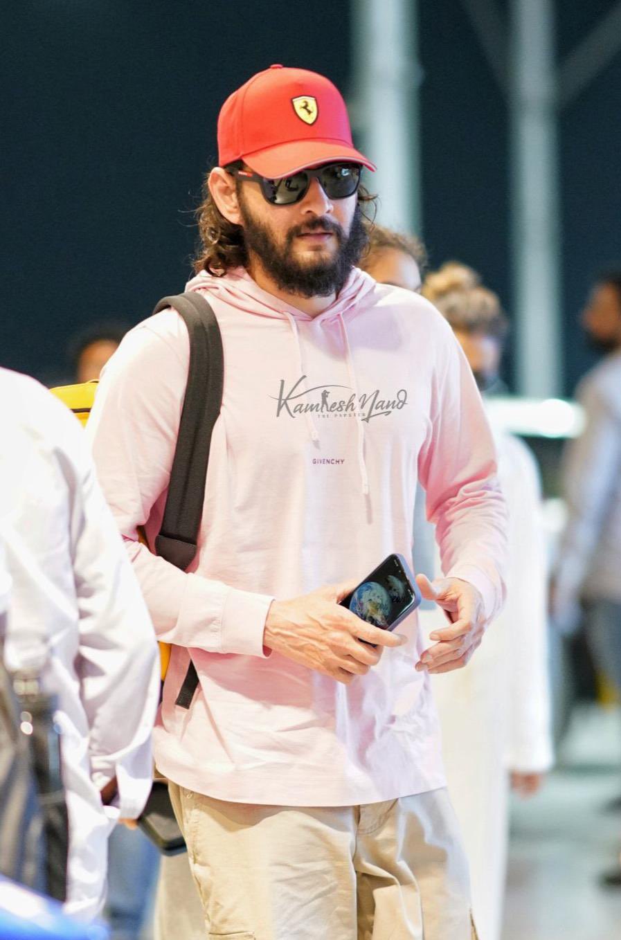 Mahesh Babu's Airport Viral Look for SSMB29 in long hair and beard.