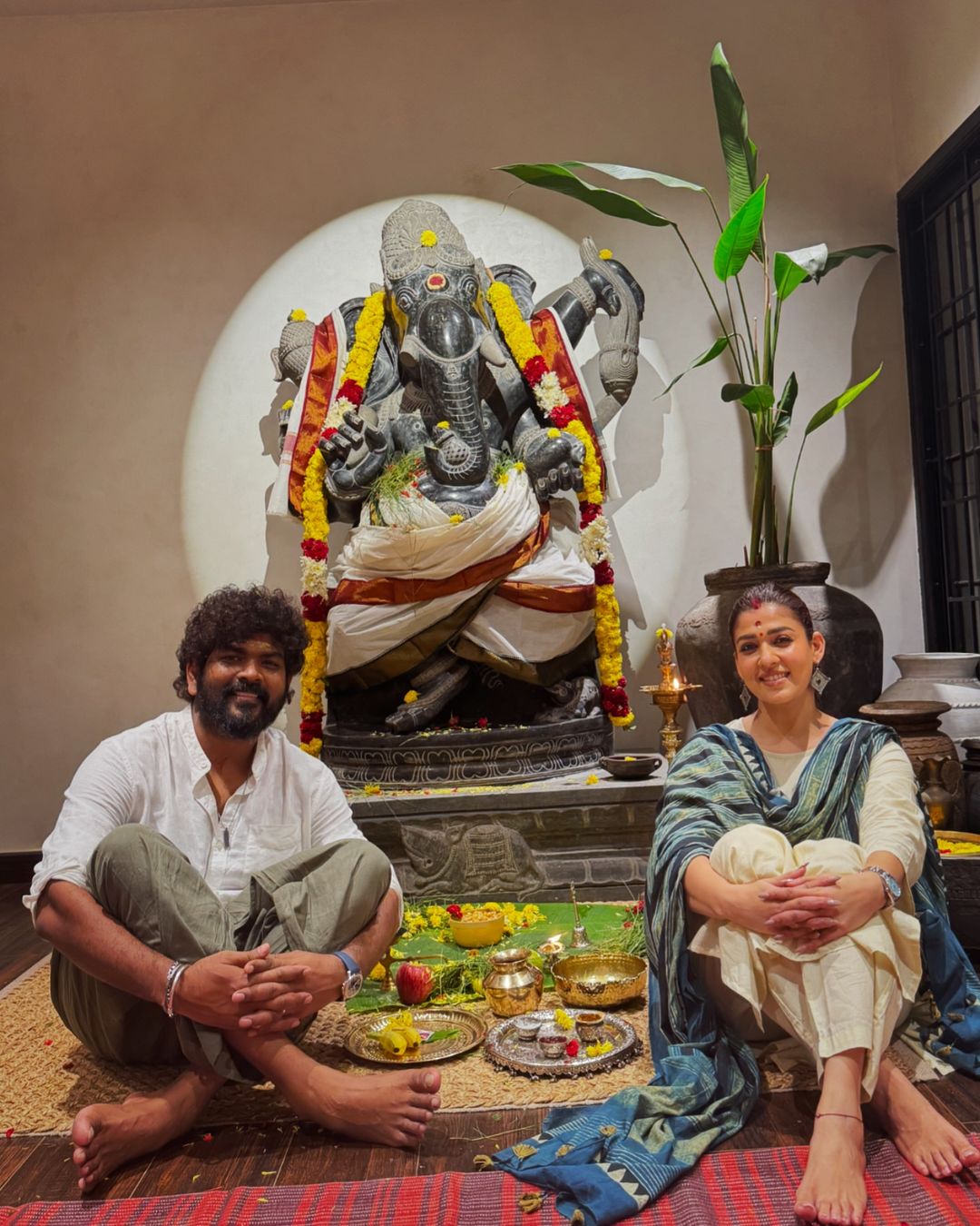 Nayanthara and Vignesh Sivan celebrated Vijaydashmi on October 13, 2024.