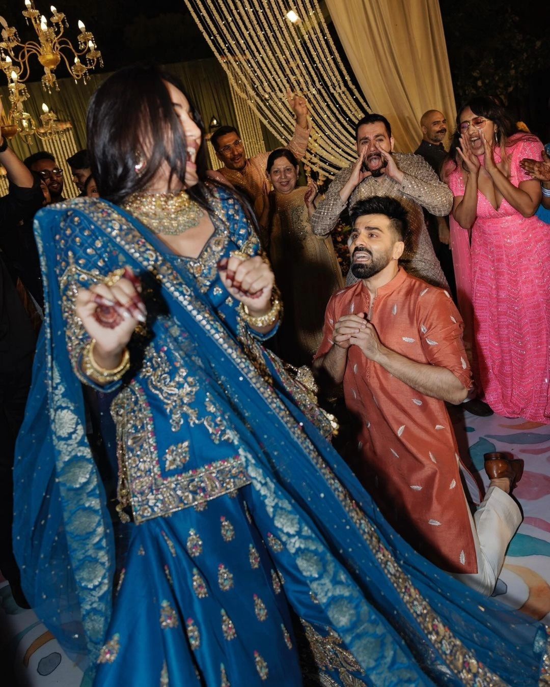 The Sangeet night took place on October 26, 2024, at the scenic Jim Corbett National Park in Uttarakhand, India.