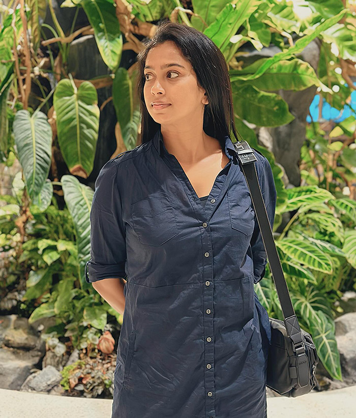 She predominantly works in the Kannada and Tamil film industries and is recognized for her acting skills and impeccable facial expressions