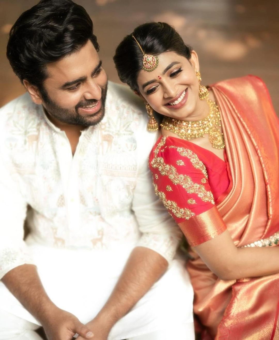 Siri Lella and Nara Rohit engagement photos.