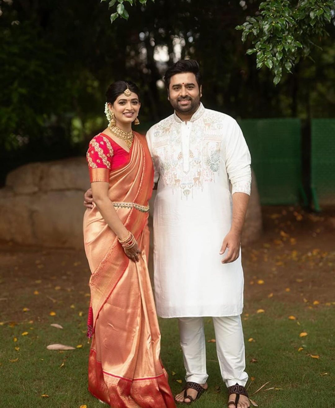 Siri Lella and Nara Rohit engagement photos.