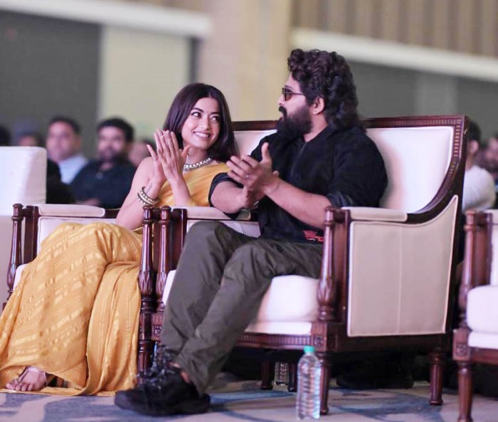 Allu Arjun, Rashmika Mandanna, and Fahadh Faasil attended, with Allu Arjun lauding Fahadh's impressive performance.