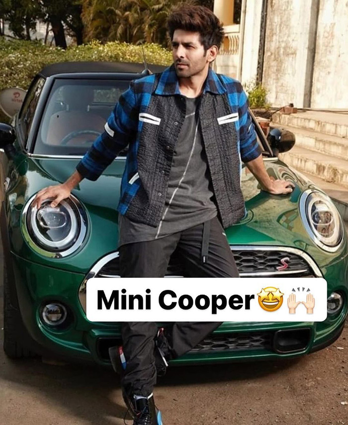 Mini Cooper: Adding a touch of fun to his collection, Kartik Aaryan has a charming Mini Cooper.
