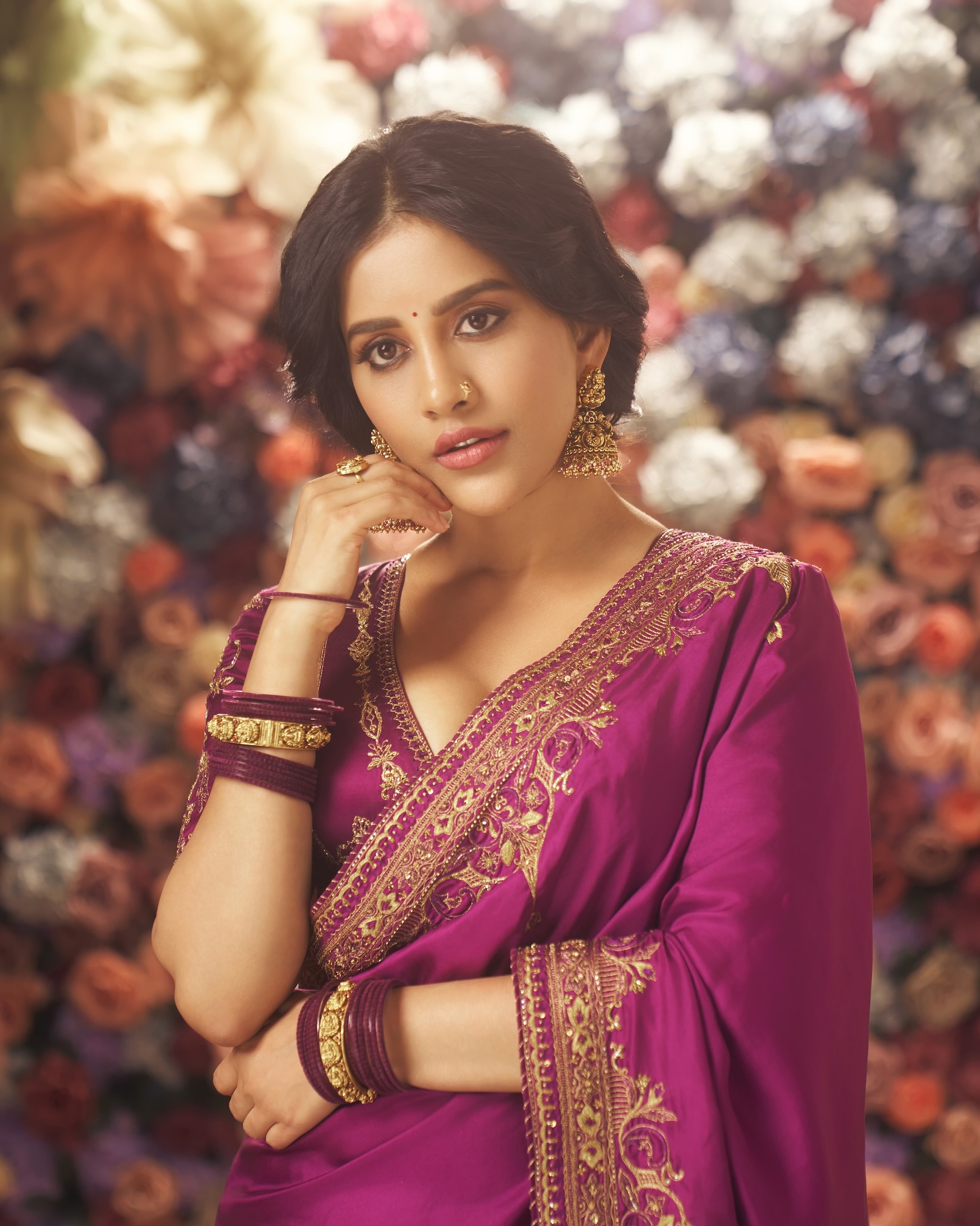 Nabha Natesh Radiates Elegance in Traditional Purple Saree