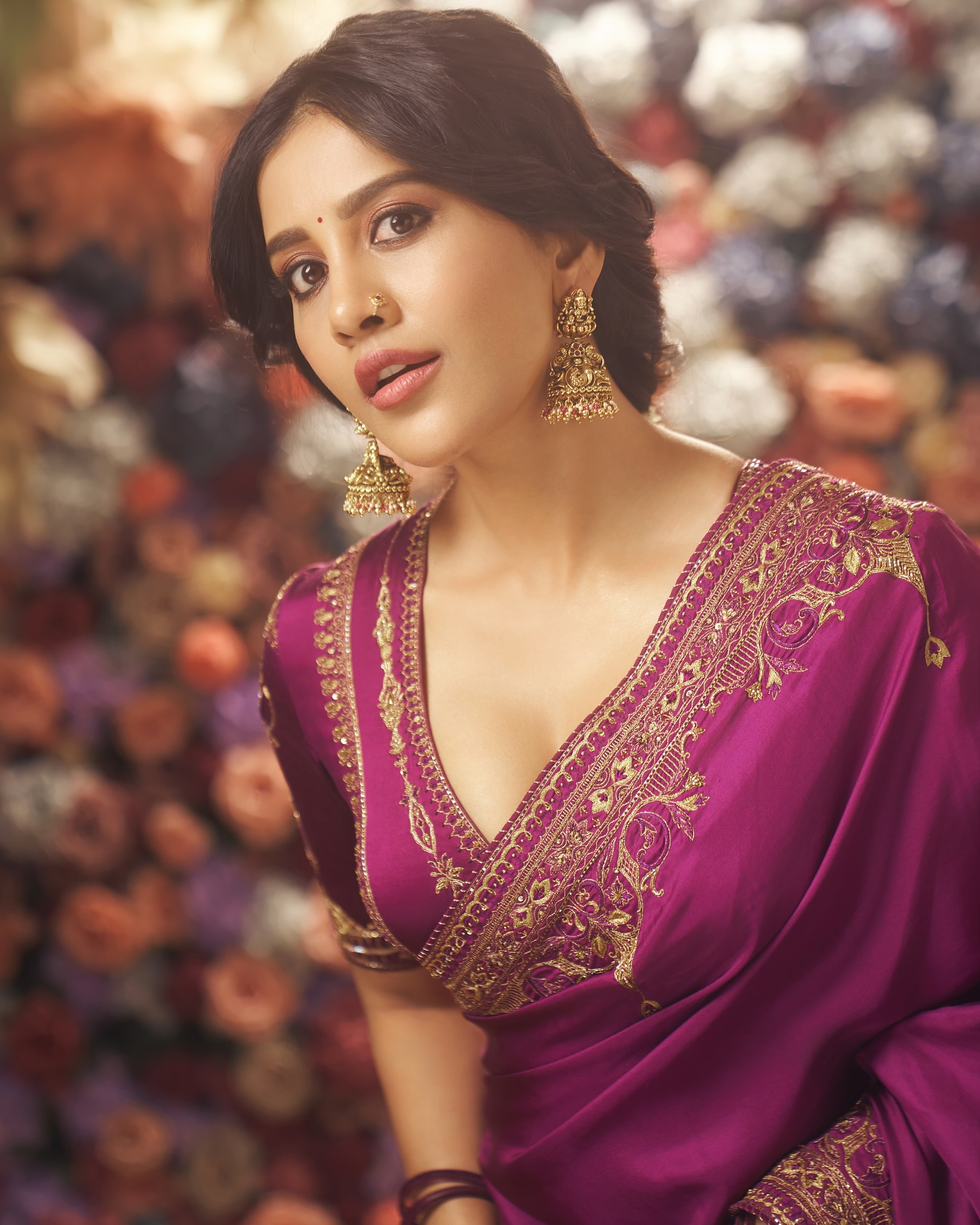 Nabha Natesh Radiates Elegance in Traditional Purple Saree