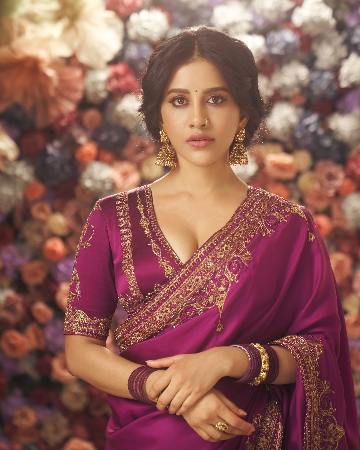 Nabha Natesh Radiates Elegance in Traditional Purple Saree