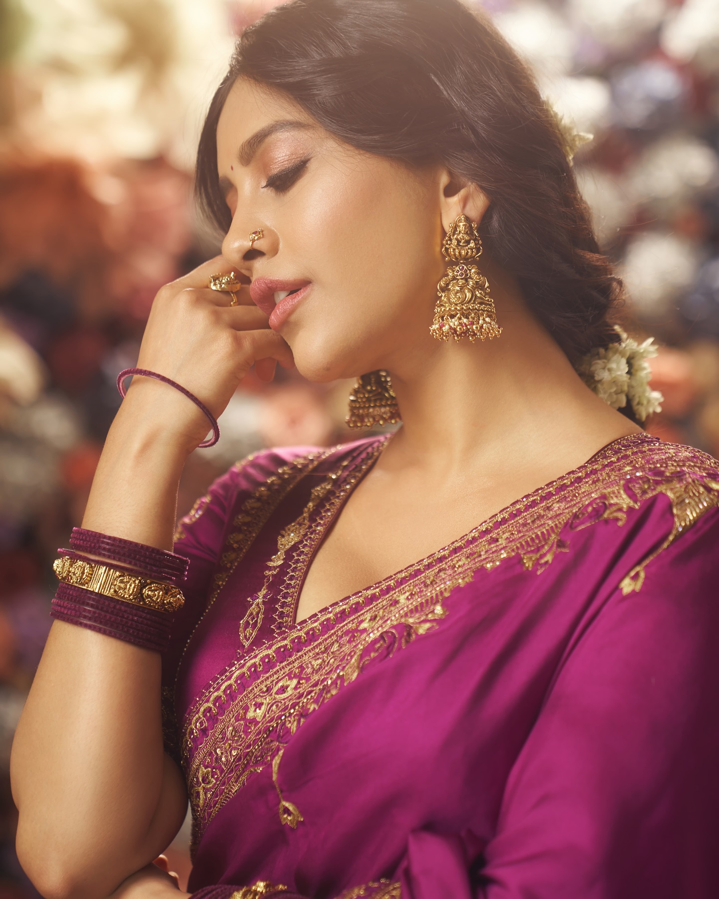 Nabha Natesh Radiates Elegance in Traditional Purple Saree