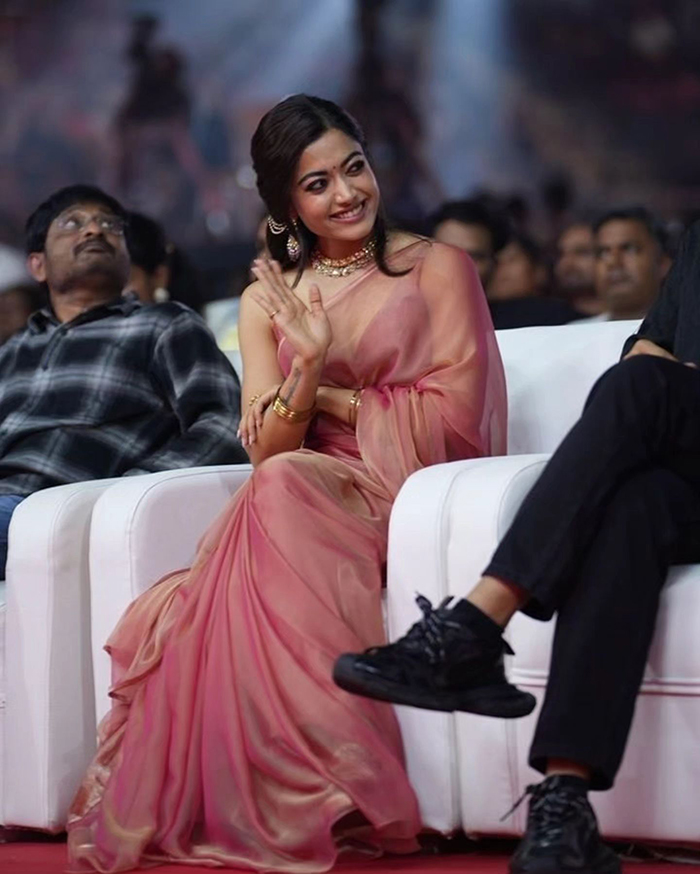 Rashmika Mandanna playfully hinted at her relationship with Vijay Deverakonda during the event, responding to the host's questions with a coy smile and teasing remarks.