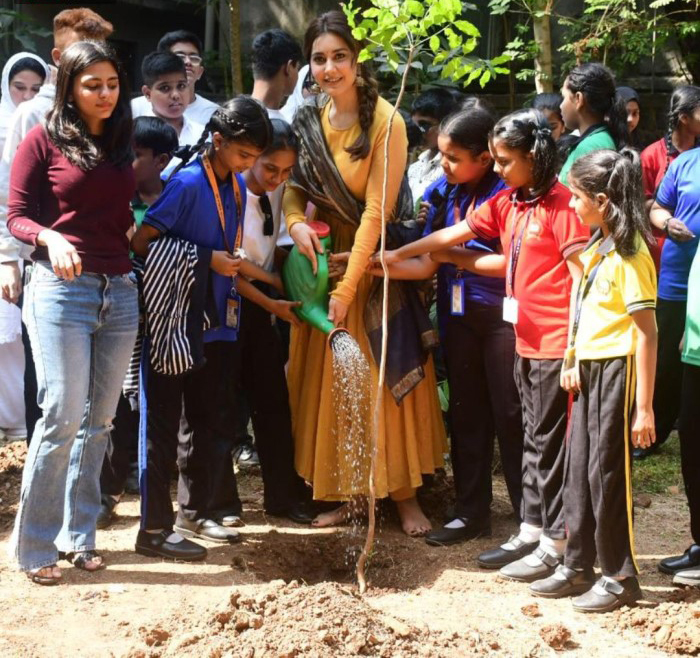 As part of the celebrations, Raashii participated in a plantation drive. This initiative underscored her commitment to environmental conservation, and she actively planted trees, promoting the importance of greenery and sustainable living.