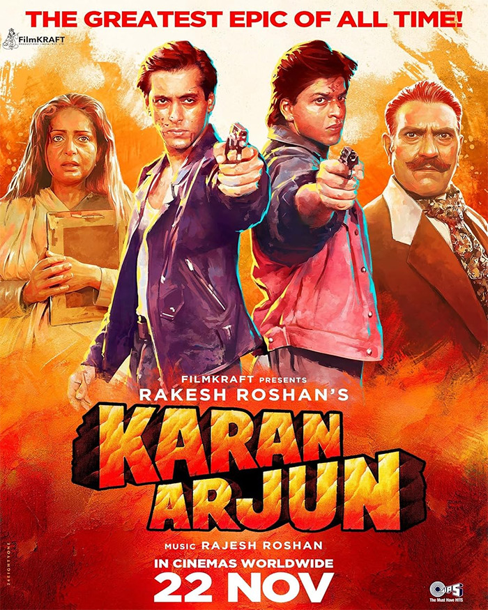 Secure your seats now for the grand re-release of Salman Khan and Shah Rukh Khan’s timeless classic Karan Arjun, now remastered by Rakesh Roshan with stunning Dolby sound and color grading.