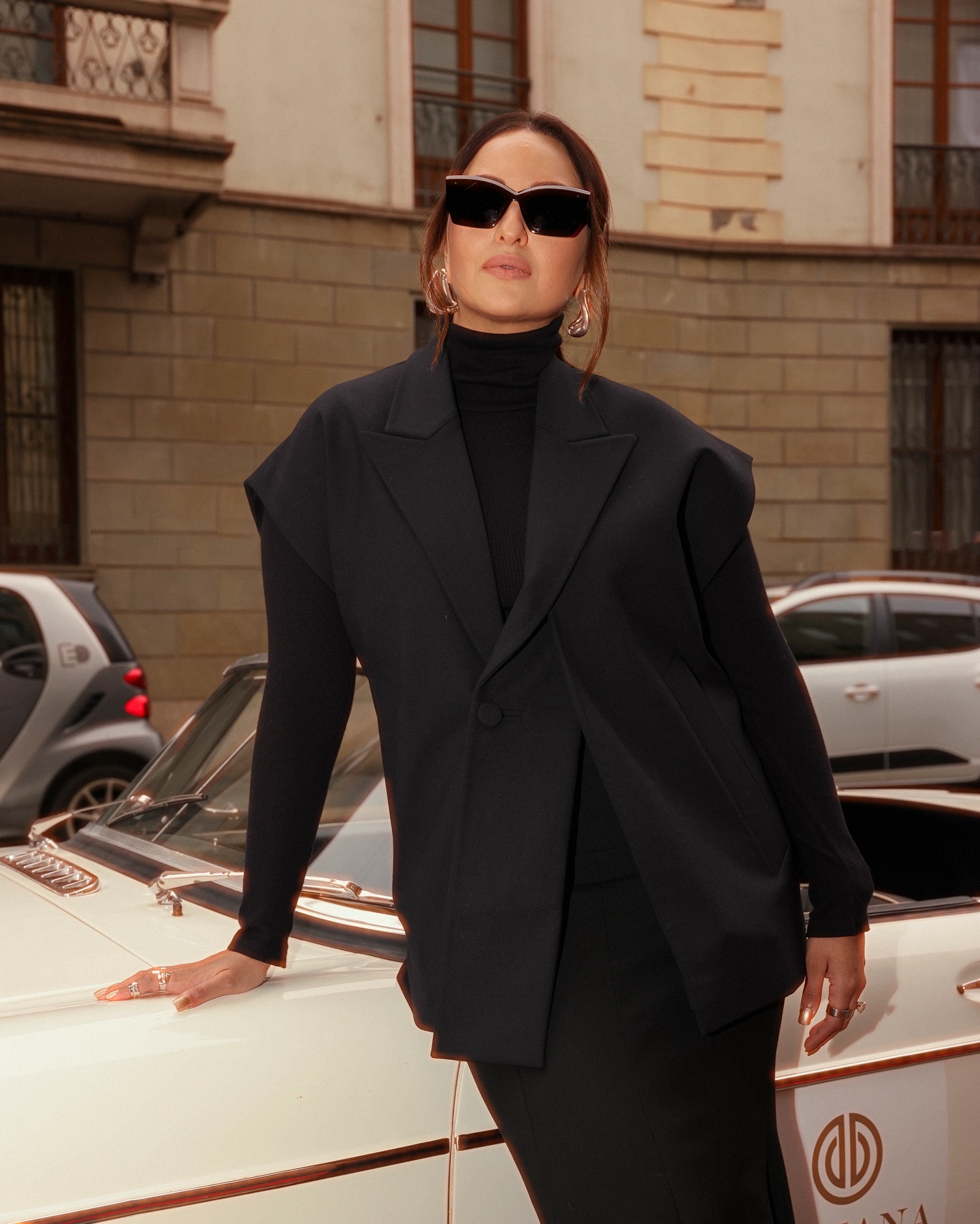 Sonakshi Sinha turned heads in a chic all-black ensemble, featuring a stylish black blazer.