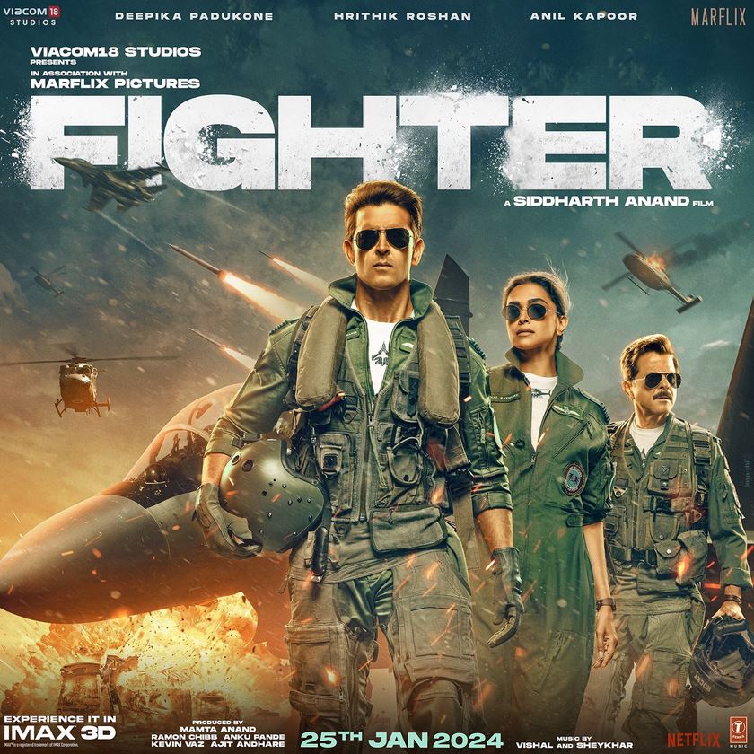 Fighter: Directed by Siddharth Anand, this action thriller stars Hrithik Roshan and Deepika Padukone. With earnings of ₹212.73 crore