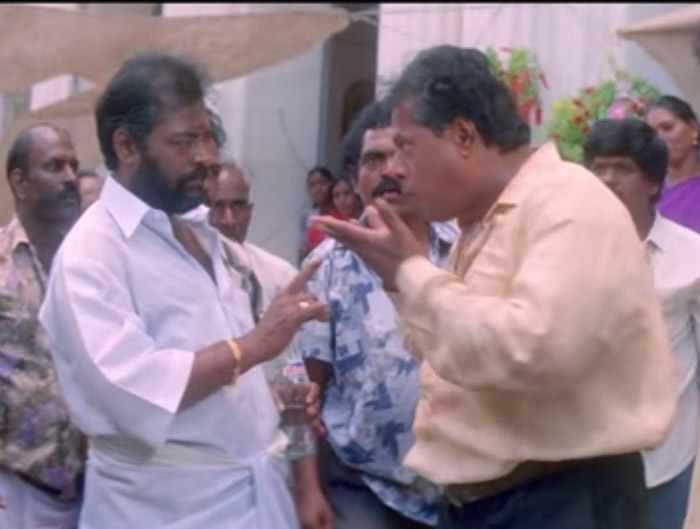 Rare photo of Delhi Ganesh on the sets of movie.
