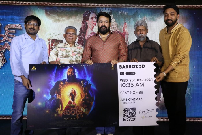 The Barroz 3D movie held a press meet in Hyderabad on December 25, 2024, ahead of its release.